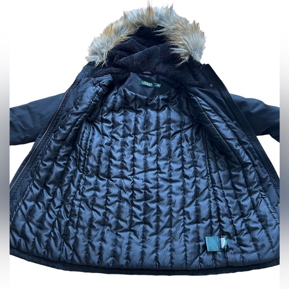 Lauren Ralph Lauren black faux fur trim hooded women’s coat size XS - Picture 4 of 8